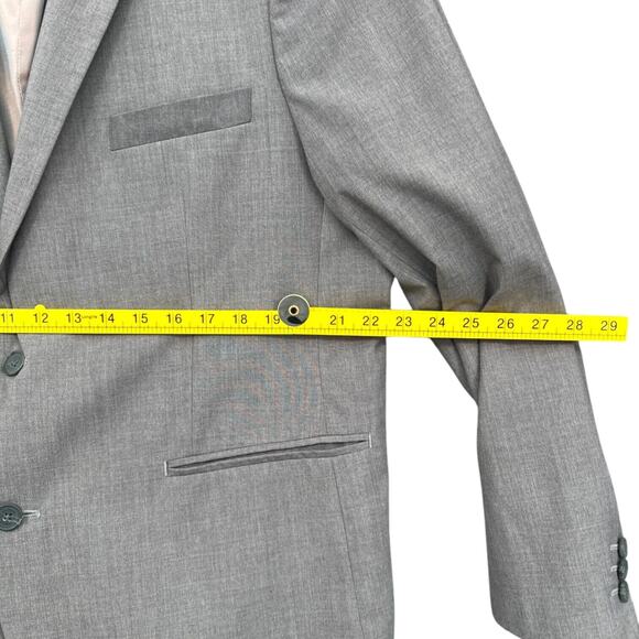 Hockerty Grey Bespoke Custom 2 Button Notched Lapel Blazer Jacket Mens 46 - Picture 7 of 10